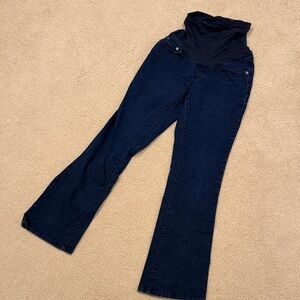 Maternity Dark Blue Flared Jeans with Stretch Panel